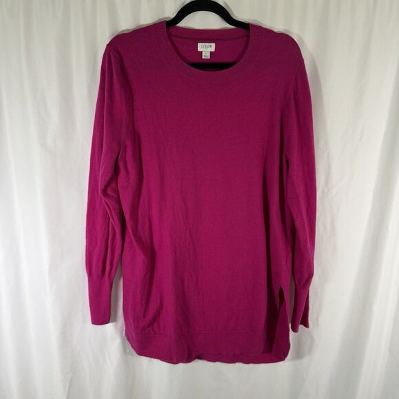 J. Crew Sweater Women's Large Pink Merino Wool Blend Long Sleeve Pullover - Picture 1 of 16